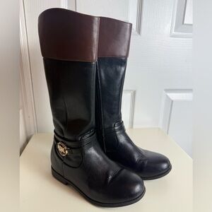 Michael Kors Girls Black & Brown Riding Boots Size 1